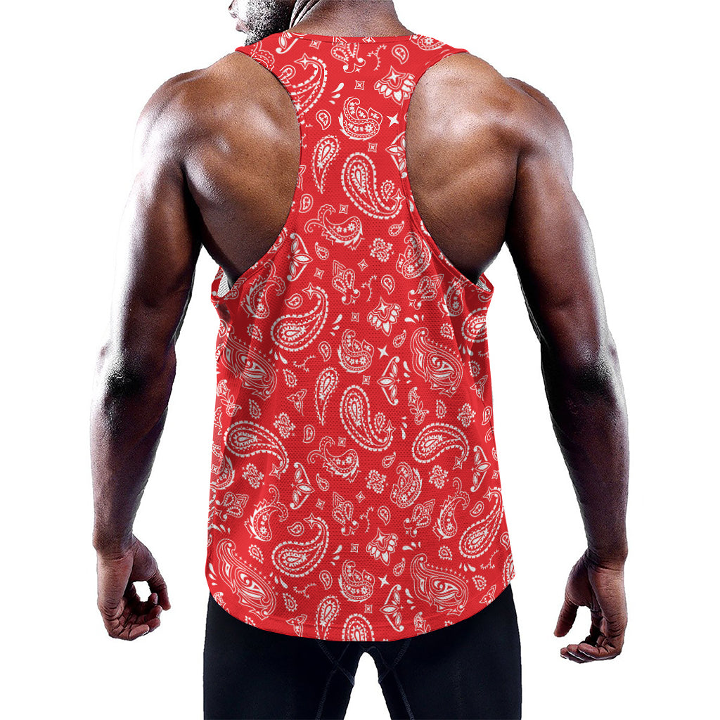 Red Paisley Bandana Pattern Print Training Tank Top