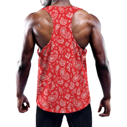 Red Paisley Bandana Pattern Print Training Tank Top