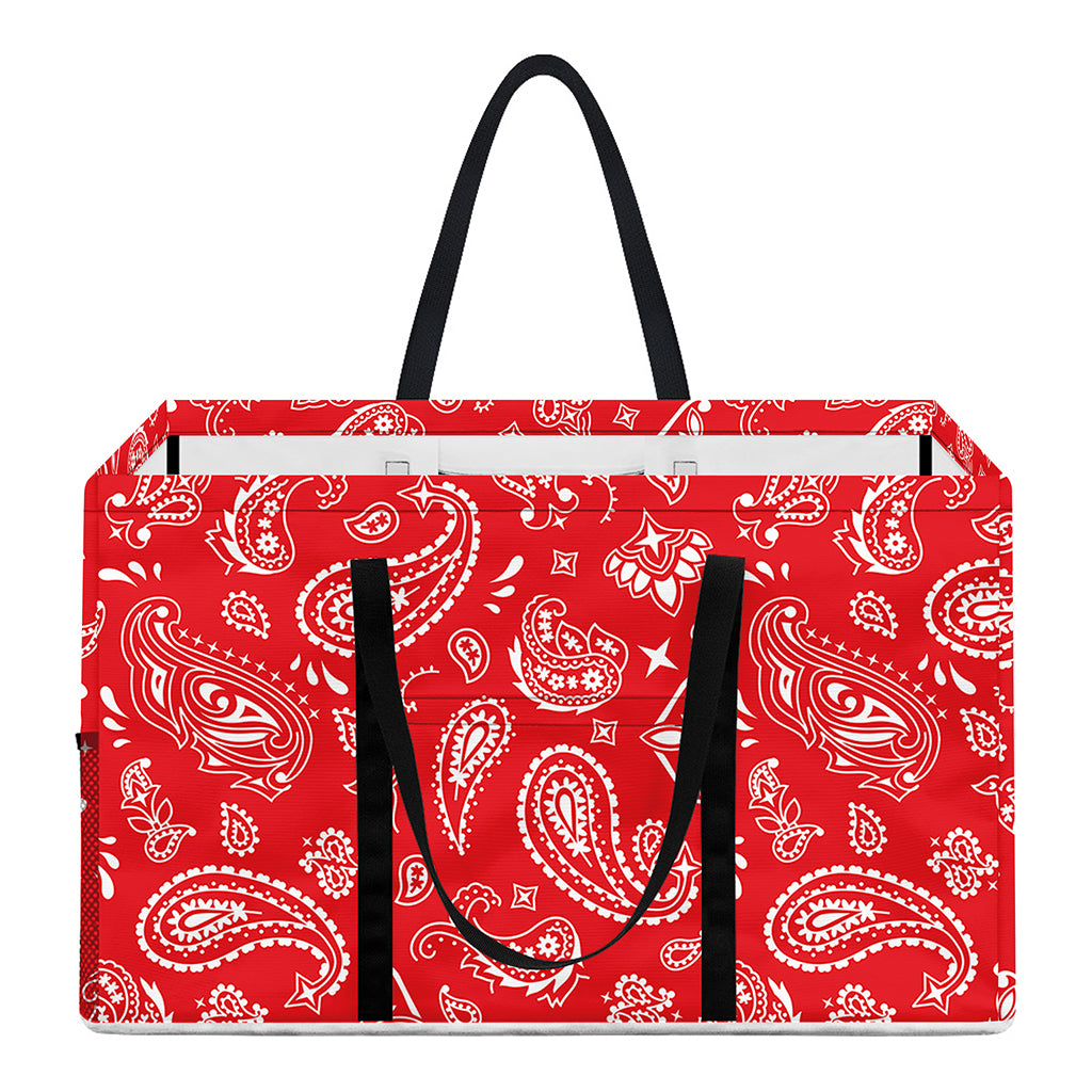 Red Paisley Bandana Pattern Print Utility Tote Bag