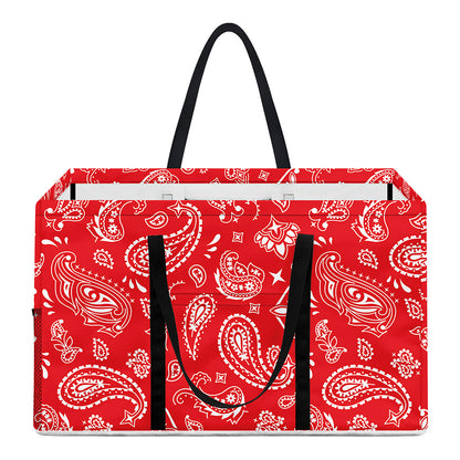 Red Paisley Bandana Pattern Print Utility Tote Bag