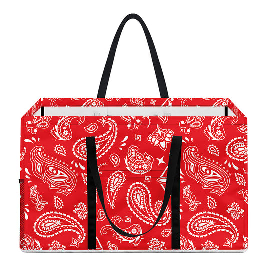 Red Paisley Bandana Pattern Print Utility Tote Bag