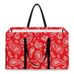 Red Paisley Bandana Pattern Print Utility Tote Bag