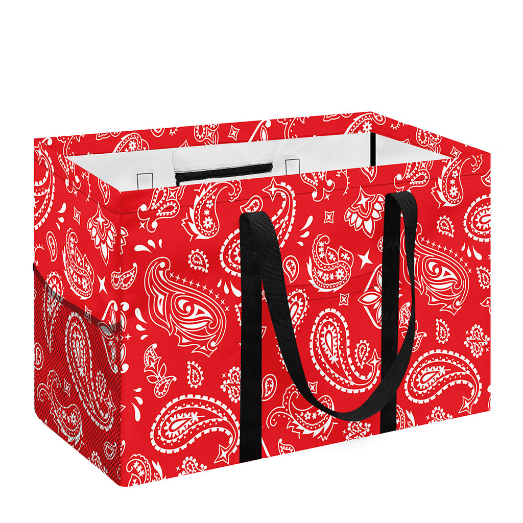 Red Paisley Bandana Pattern Print Utility Tote Bag