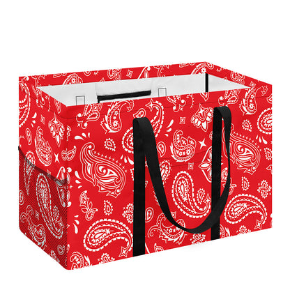 Red Paisley Bandana Pattern Print Utility Tote Bag
