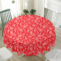 Red Paisley Bandana Pattern Print Waterproof Round Tablecloth
