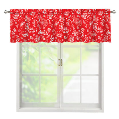 Red Paisley Bandana Pattern Print Window Valance