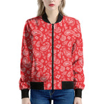 Red Paisley Bandana Pattern Print Women's Bomber Jacket