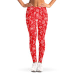 Red Paisley Bandana Pattern Print Women's Leggings