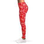 Red Paisley Bandana Pattern Print Women's Leggings