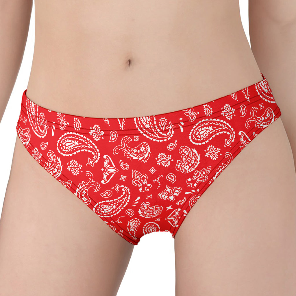 Red Paisley Bandana Pattern Print Women's Panties