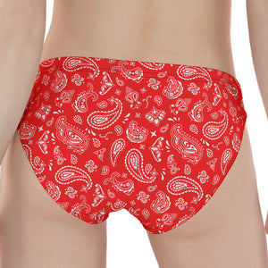 Red Paisley Bandana Pattern Print Women's Panties