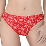 Red Paisley Bandana Pattern Print Women's Thong