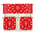 Red Paisley Bandana Print 3 Piece Kitchen Curtains