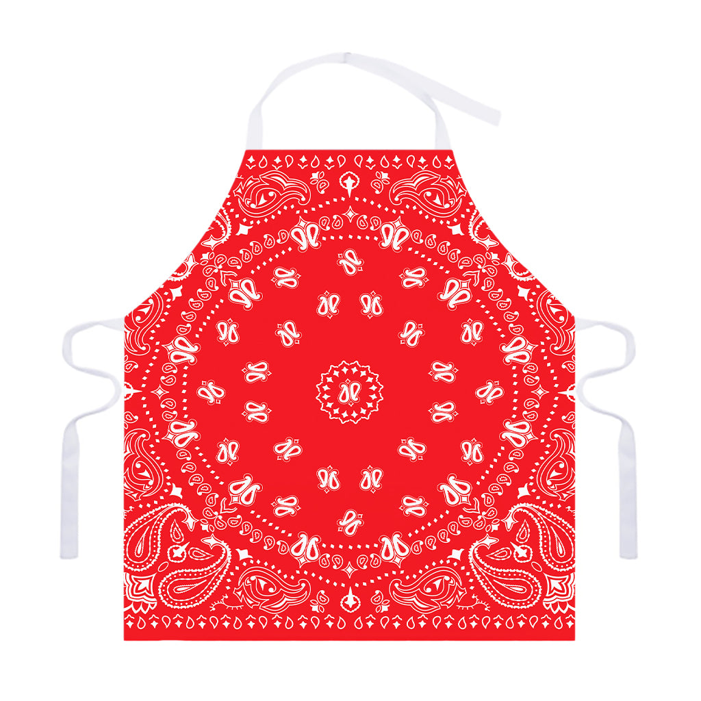 Red Paisley Bandana Print Adjustable Apron