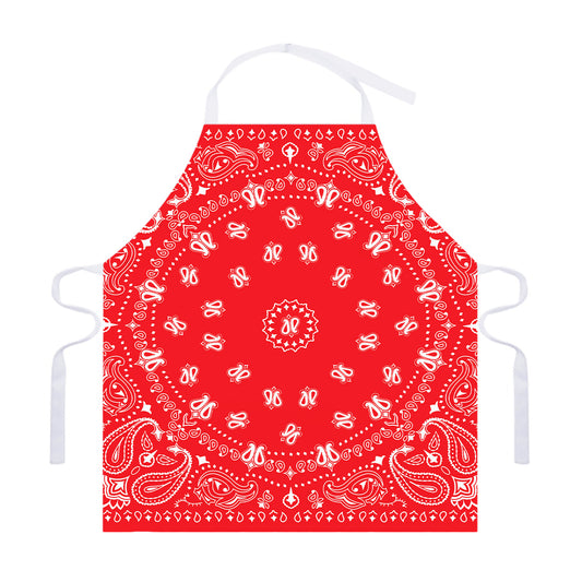 Red Paisley Bandana Print Adjustable Apron