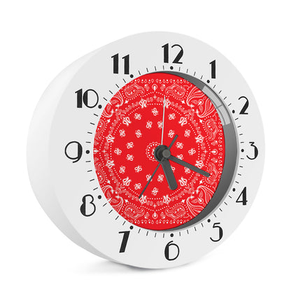 Red Paisley Bandana Print Alarm Clock