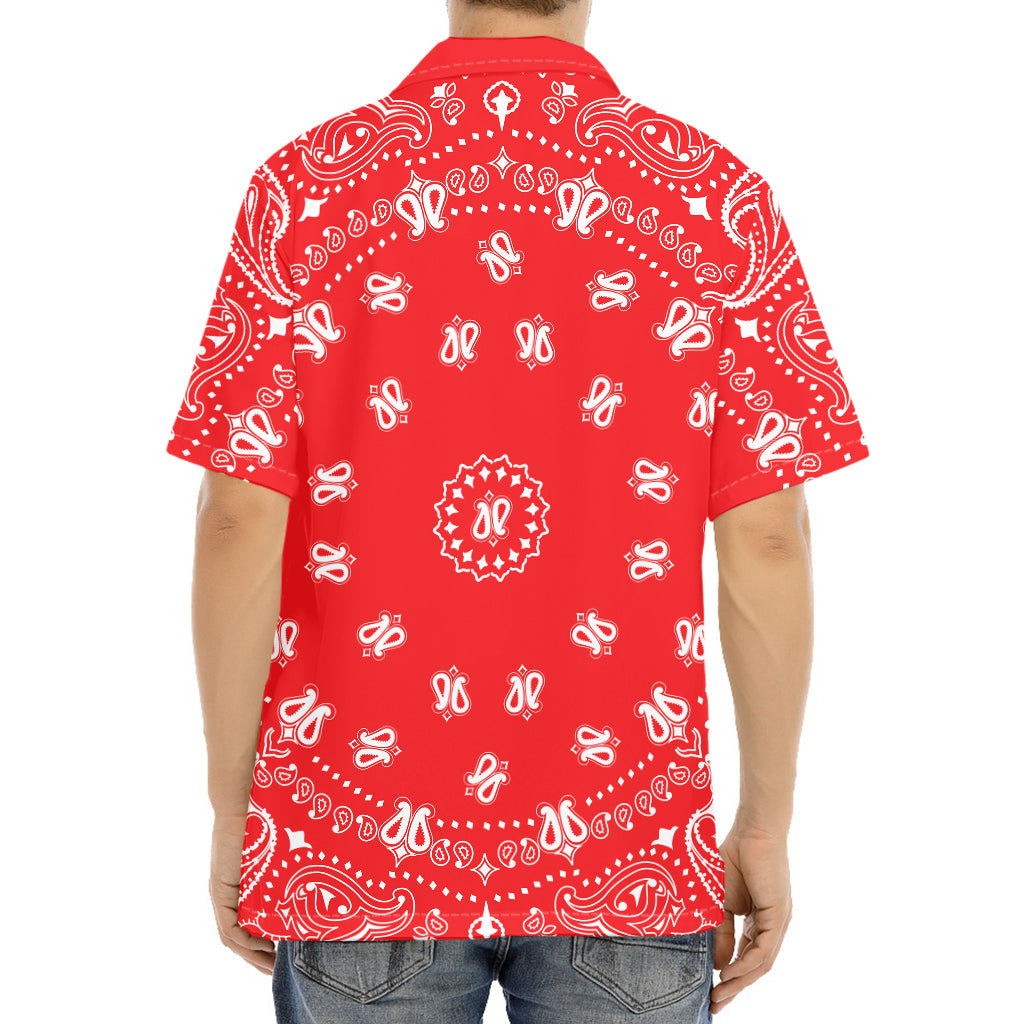 Red Paisley Bandana Print Aloha Shirt
