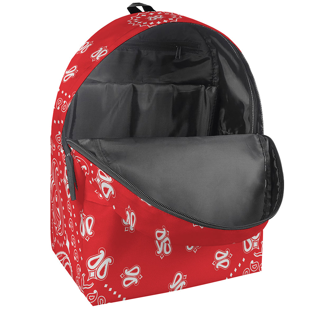 Red Paisley Bandana Print Backpack