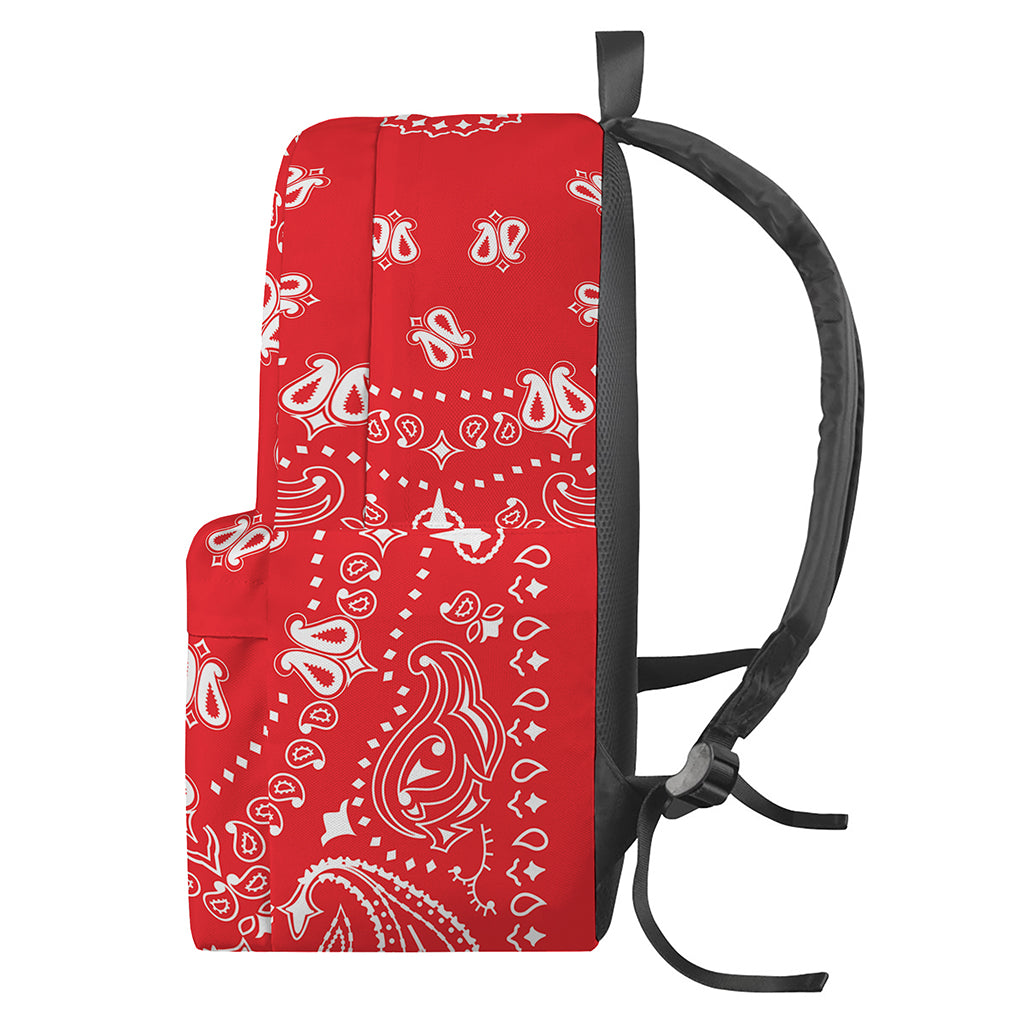 Red Paisley Bandana Print Backpack