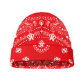 Red Paisley Bandana Print Beanie