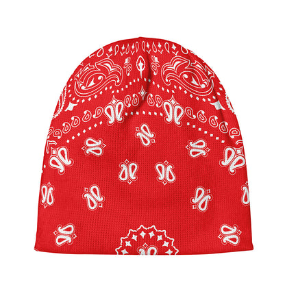 Red Paisley Bandana Print Beanie