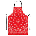 Red Paisley Bandana Print Bib Apron With Pocket