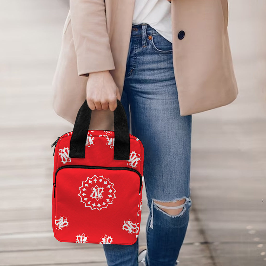 Red Paisley Bandana Print Bible Tote Bag