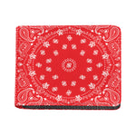 Red Paisley Bandana Print Bifold Wallet