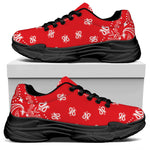 Red Paisley Bandana Print Black Chunky Shoes