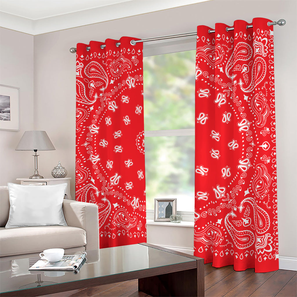 Red Paisley Bandana Print Blackout Grommet Curtains