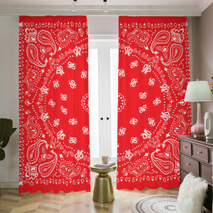 Red Paisley Bandana Print Blackout Pencil Pleat Curtains