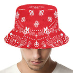 Red Paisley Bandana Print Bucket Hat
