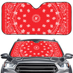 Red Paisley Bandana Print Car Windshield Sun Shade
