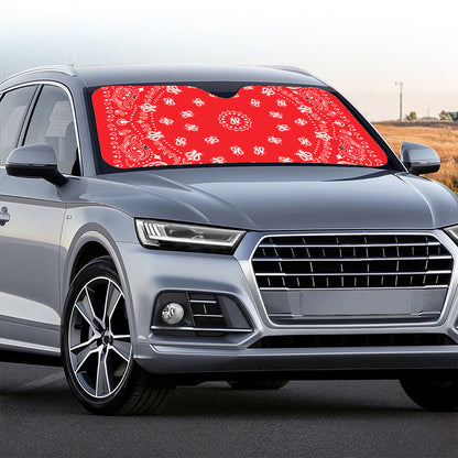 Red Paisley Bandana Print Car Windshield Sun Shade