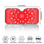Red Paisley Bandana Print Car Windshield Sun Shade