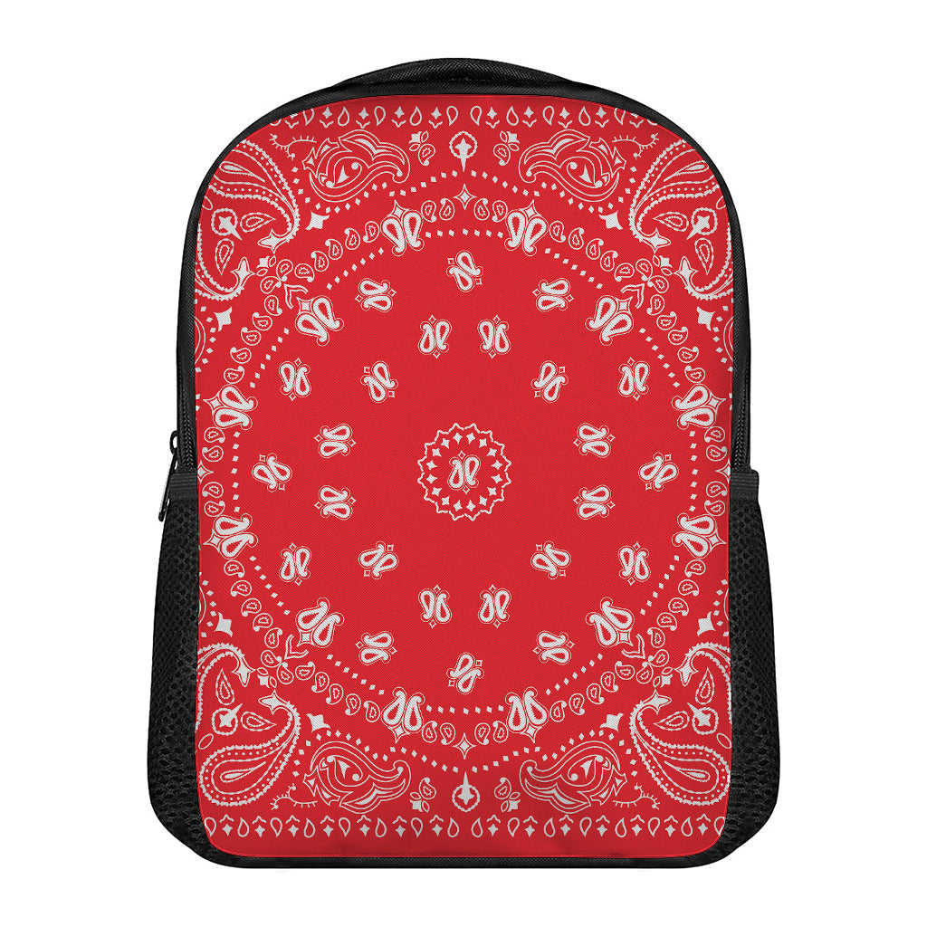 Red Paisley Bandana Print Casual Backpack