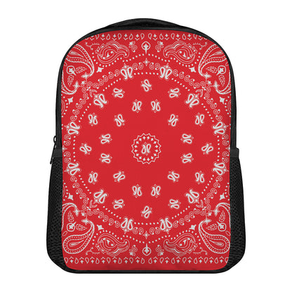 Red Paisley Bandana Print Casual Backpack