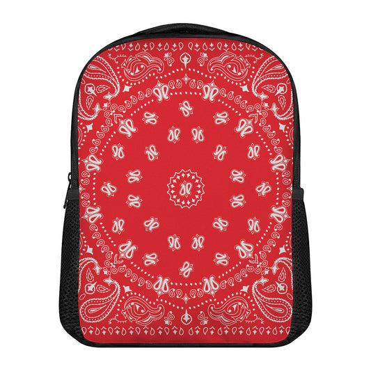 Red Paisley Bandana Print Casual Backpack