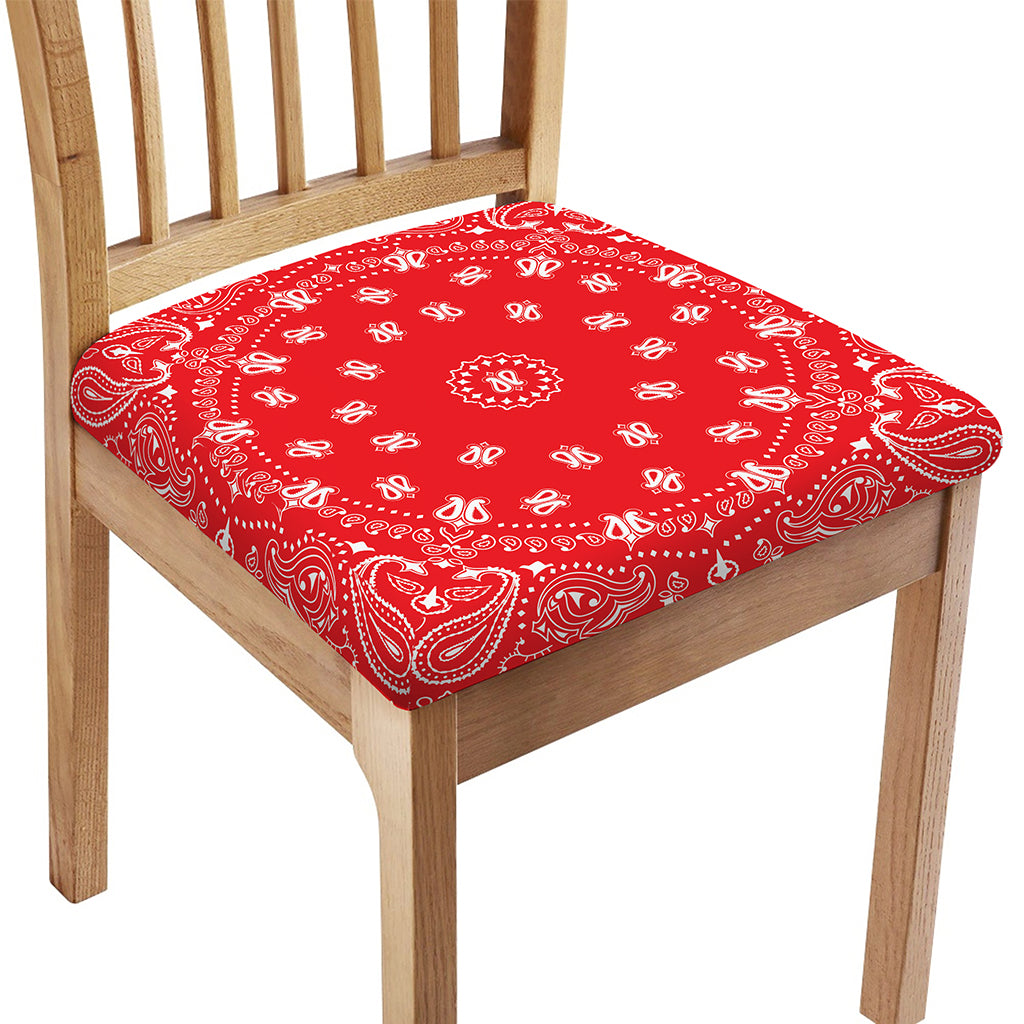 Red Paisley Bandana Print Chair Cushion Cover