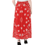 Red Paisley Bandana Print Chiffon Maxi Skirt