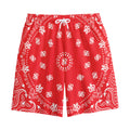 Red Paisley Bandana Print Cotton Shorts