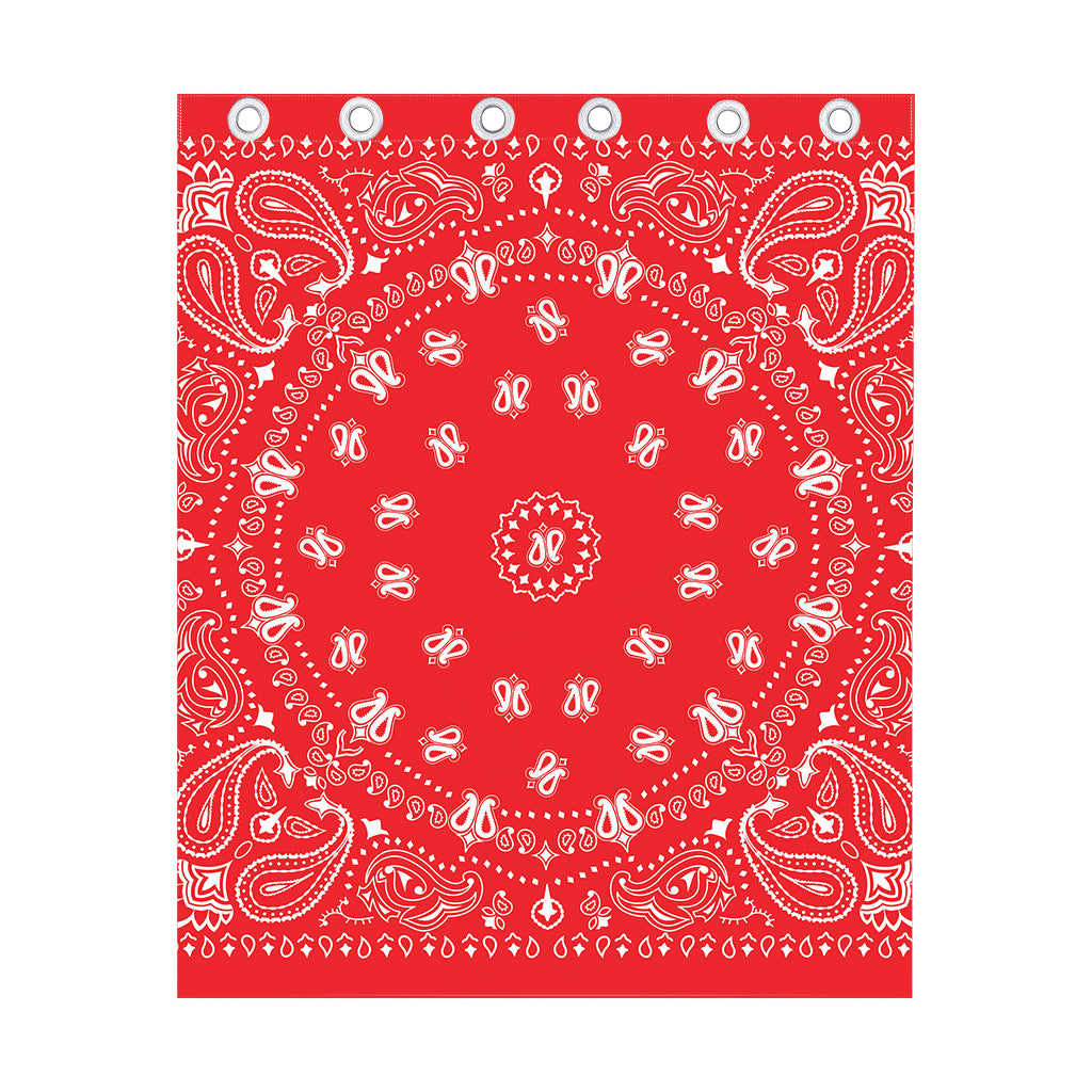 Red Paisley Bandana Print Curtain