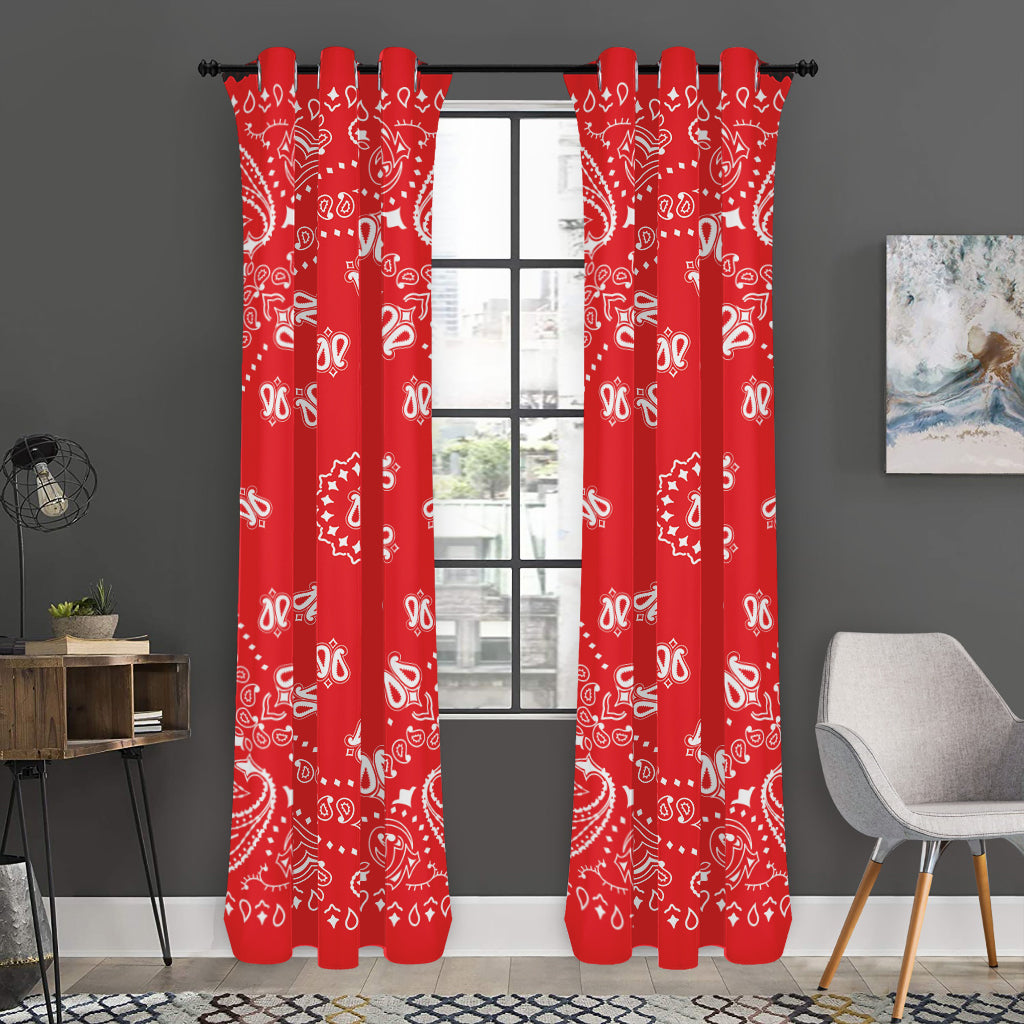 Red Paisley Bandana Print Curtain