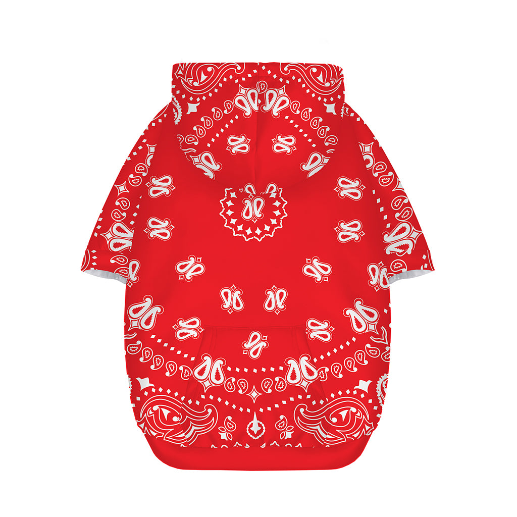 Red Paisley Bandana Print Dog Zip Up Hoodie