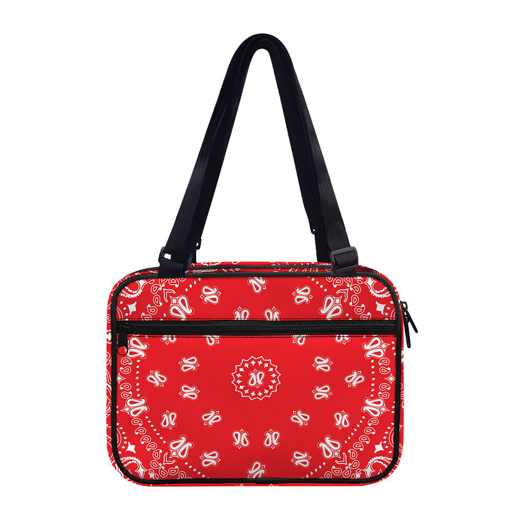 Red Paisley Bandana Print Double Strap Bible Bag