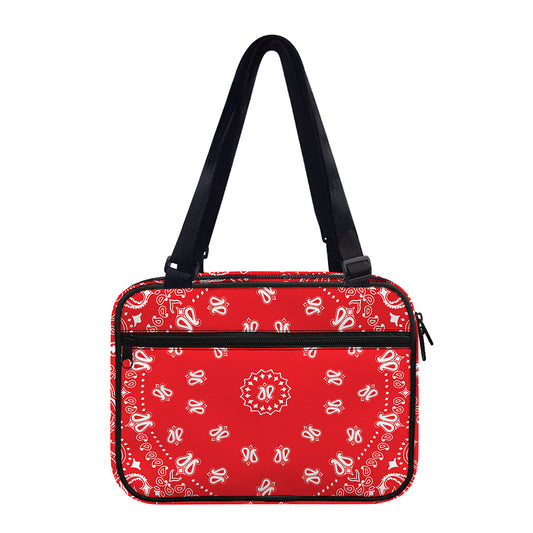 Red Paisley Bandana Print Double Strap Bible Bag