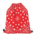 Red Paisley Bandana Print Drawstring Bag