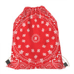 Red Paisley Bandana Print Drawstring Bag