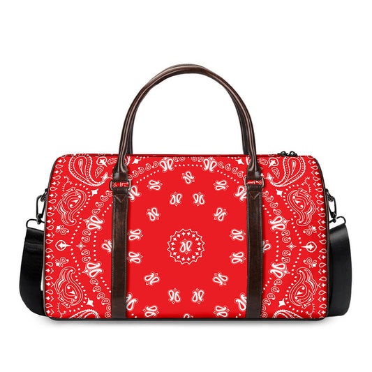 Red Paisley Bandana Print Duffle Bag
