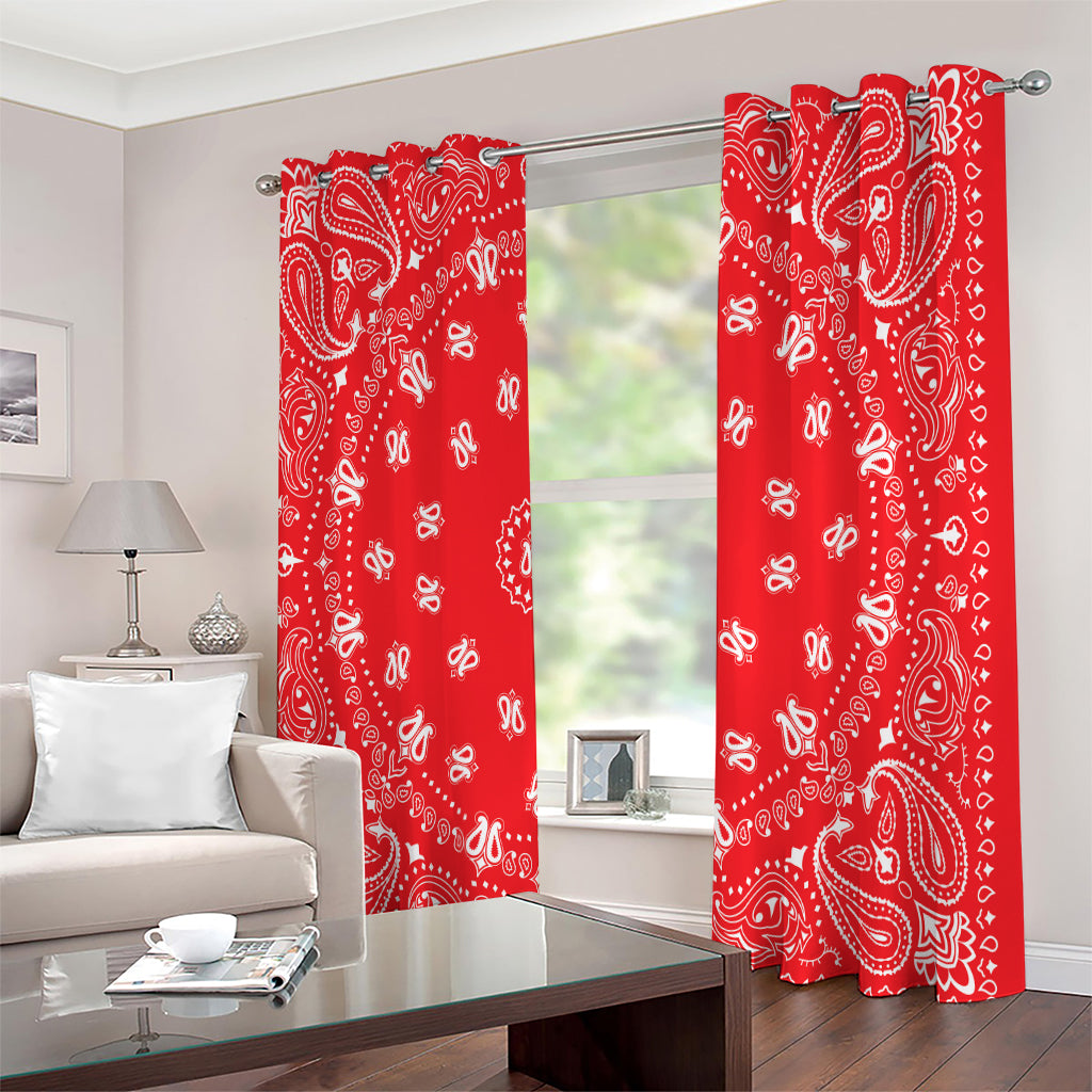 Red Paisley Bandana Print Extra Wide Grommet Curtains